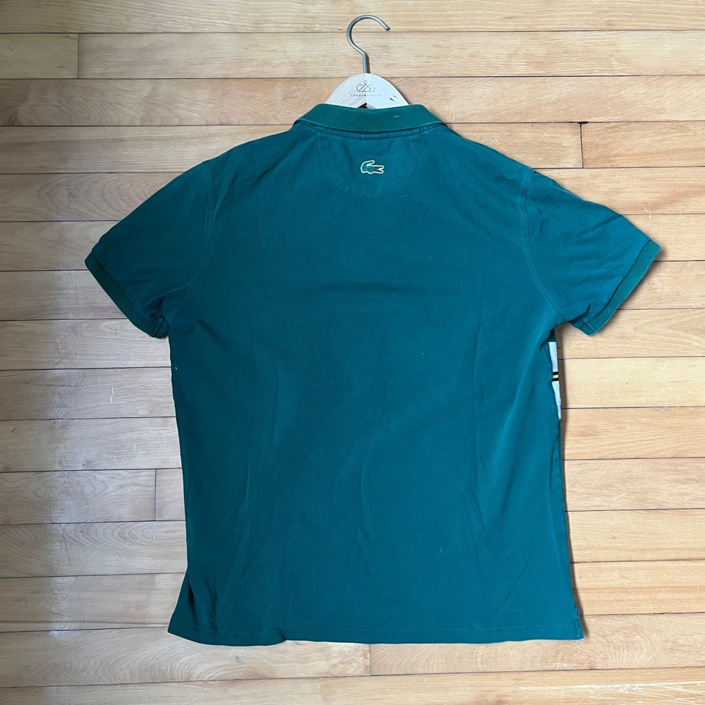 Lacoste x Golf Le Fleur Green Striped Pique Polo Shirt Mens XL Made in France - Picture 8 of 9
